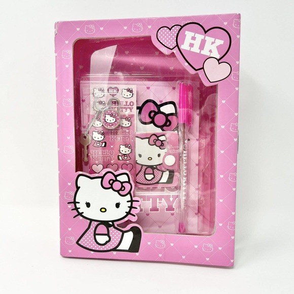 Rare Sanrio 2014 Hello Kitty Diary W/lock Pen Stickers Mini Journal And Box - Picture 1 of 12